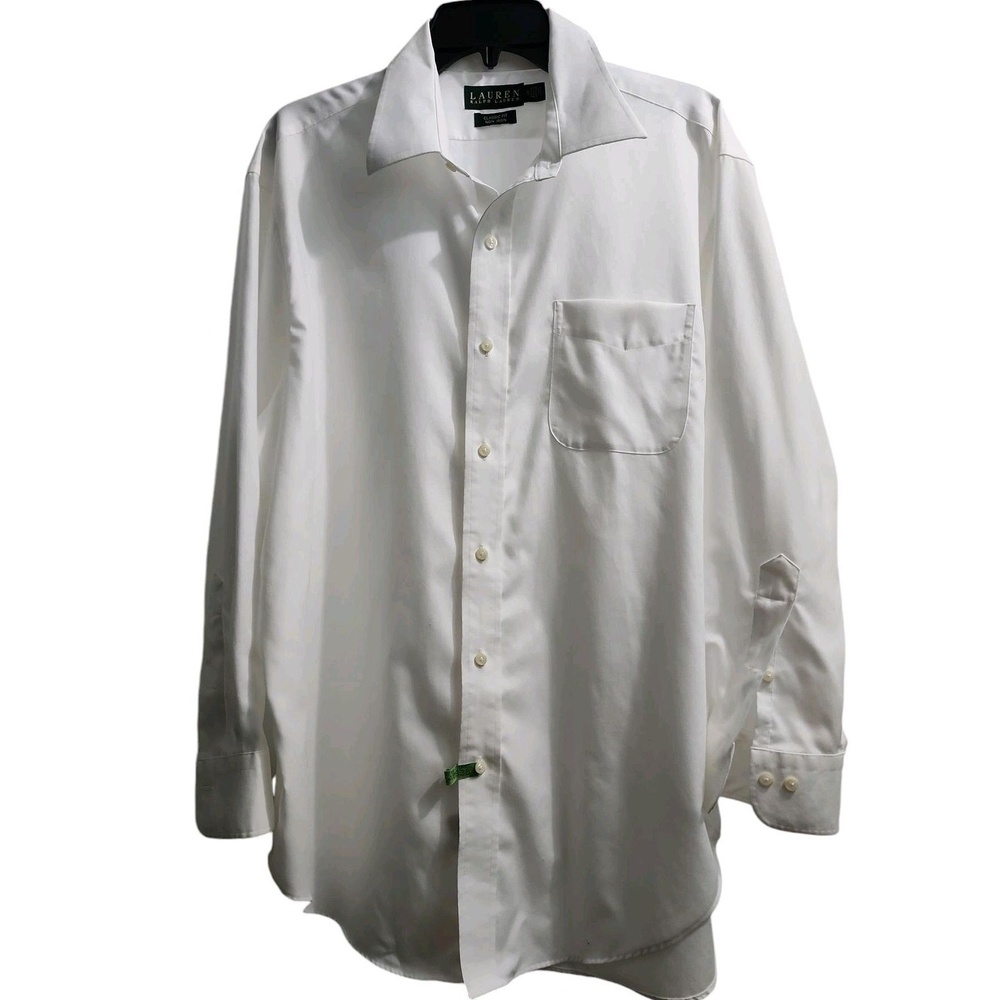 Lauren Ralph Lauren Mens Size 17 Classic Fit Button Down Shirt White Long Sleeve